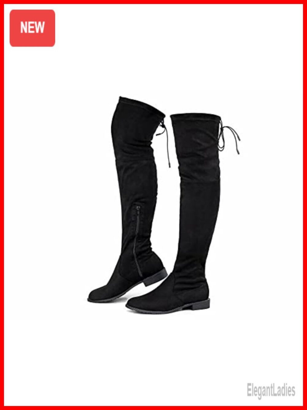 Over The Knee Thigh High Boot with Side Zipper Back Lace